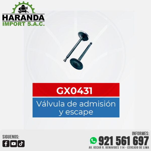 VALVULA DE ADMISION Y ESCAPE GX431