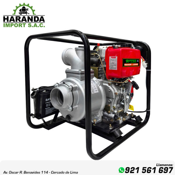 MOTOBOMBA DE GRAN CAUDAL AUTOCEBANTE DIESEL 4"X 4″RA40-10HP RIPPER